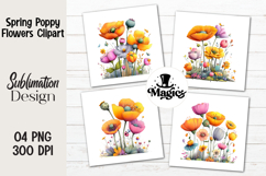 Spring Poppy Flowers Clipart Product Image 1