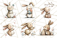 Spring Bunny Clipart, Whimsical Bunny Illustrations Png Product Image 2