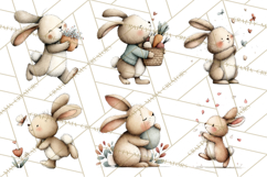 Spring Bunny Clipart, Whimsical Bunny Illustrations Png Product Image 7