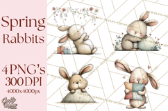 Spring Bunny Clipart, Whimsical Bunny Illustrations Png Product Image 1
