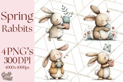 Spring Bunny Clipart, Whimsical Bunny Illustrations Png Product Image 1