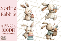 Spring Bunny Clipart, Whimsical Bunny Illustrations Png Product Image 1