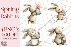 Spring Bunny Clipart, Whimsical Bunny Illustrations Png Product Image 1