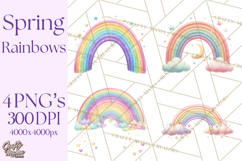 Rainbow Clipart, Pastel Rainbow Clip Art PNG, Spring Color Product Image 1