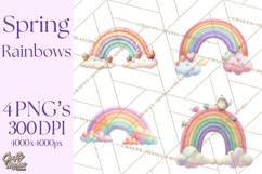 Rainbow Clipart, Pastel Rainbow Clip Art PNG, Spring Color Product Image 1
