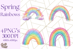 Rainbow Clipart, Pastel Rainbow Clip Art PNG, Spring Color Product Image 1