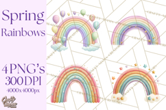 Rainbow Clipart, Pastel Rainbow Clip Art PNG, Spring Color Product Image 1