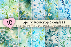 dewy spring pattern, garden raindrop design, seamless spring floral raindrop, dewy soft blue tones, garden spring raindrop design, seamless dewy blue florals, spring raindrop seamless pattern, soft blue floral tones, seamless garden spring raindrop, dewy 