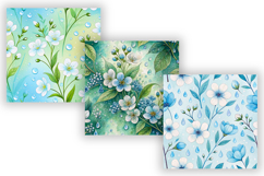 dewy spring pattern, garden raindrop design, seamless spring floral raindrop, dewy soft blue tones, garden spring raindrop design, seamless dewy blue florals, spring raindrop seamless pattern, soft blue floral tones, seamless garden spring raindrop, dewy 