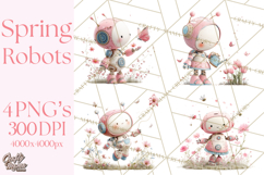 Spring Robots, Full-Body Robot Clipart, Pastel Robot Png Product Image 1