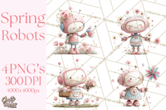 Spring Robots, Full-Body Robot Clipart, Pastel Robot Png Product Image 1
