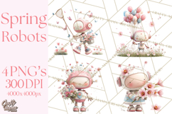 Spring Robots, Full-Body Robot Clipart, Pastel Robot Png Product Image 1