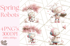 Spring Robots, Full-Body Robot Clipart, Pastel Robot Png Product Image 1