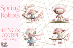 Spring Robots, Full-Body Robot Clipart, Pastel Robot Png Product Image 1