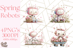 Spring Robots, Full-Body Robot Clipart, Pastel Robot Png Product Image 1