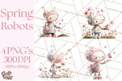 Spring Robots, Full-Body Robot Clipart, Pastel Robot Png Product Image 1