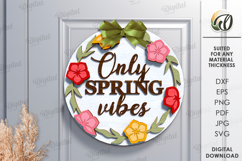3D Spring Round Sign Laser Cut. Spring Wall Decor SVG Product Image 1