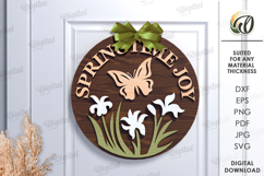 3D Spring Round Sign Laser Cut. Spring Wall Decor SVG Product Image 1