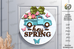 3D Spring Round Sign Laser Cut. Spring Wall Decor SVG Product Image 1