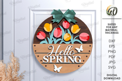 3D Spring Round Sign Laser Cut. Spring Wall Decor SVG Product Image 1