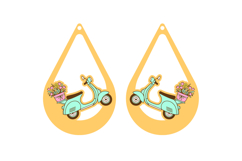 Floral Scooter Earrings, Spring Scooter, Laser Cut Template Product Image 2