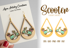 Floral Scooter Earrings, Spring Scooter, Laser Cut Template Product Image 1