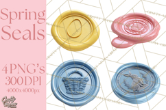 Easter Wax Seal Clipart, Bunny Chick Egg Floral Heart PNG Product Image 1