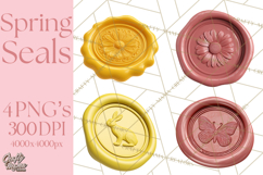 Easter Wax Seal Clipart, Bunny Chick Egg Floral Heart PNG Product Image 1