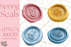 Easter Wax Seal Clipart, Bunny Chick Egg Floral Heart PNG Product Image 1