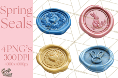 Easter Wax Seal Clipart, Bunny Chick Egg Floral Heart PNG Product Image 1