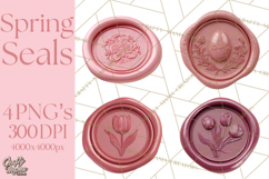 Easter Wax Seal Clipart, Bunny Chick Egg Floral Heart PNG Product Image 1