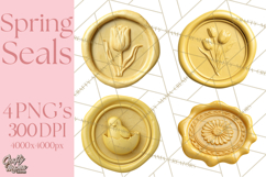 Easter Wax Seal Clipart, Bunny Chick Egg Floral Heart PNG Product Image 1