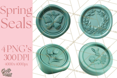 Easter Wax Seal Clipart, Bunny Chick Egg Floral Heart PNG Product Image 1