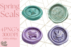 Easter Wax Seal Clipart, Bunny Chick Egg Floral Heart PNG Product Image 1