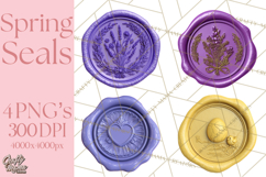 Easter Wax Seal Clipart, Bunny Chick Egg Floral Heart PNG Product Image 1