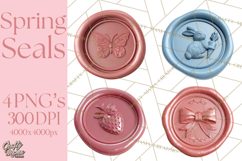 Easter Wax Seal Clipart, Bunny Chick Egg Floral Heart PNG Product Image 1