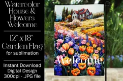 Floral Garden Flag, Flowers & House Welcome Garden Flag 2 Product Image 1