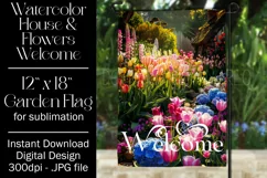 Floral Garden Flag, Flowers & House Welcome Garden Flag 8 Product Image 1