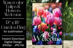 Floral Garden Flag, Pink Tulips Welcome Garden Flag 2 Product Image 1