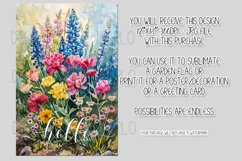 Floral Garden Flag, Watercolor Flowers Hello Garden Flag 1 Product Image 2