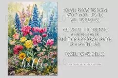 Floral Garden Flag, Watercolor Flowers Hello Garden Flag 1 Product Image 2