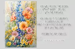 Floral Garden Flag, Watercolor Flowers Hello Garden Flag 2 Product Image 2