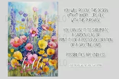 Floral Garden Flag, Watercolor Flowers Hello Garden Flag 3 Product Image 2
