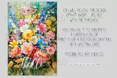 Floral Garden Flag, Watercolor Flowers Hello Garden Flag 4 Product Image 2