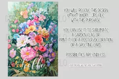 Floral Garden Flag, Watercolor Flowers Hello Garden Flag 5 Product Image 2