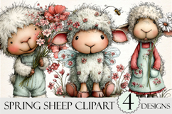 Whimsical Spring Sheep Clipart PNG Product Image 1