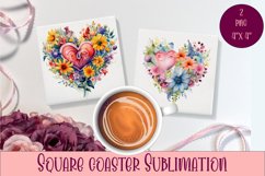 Square coasters Valentines Day|flowers heart Product Image 1
