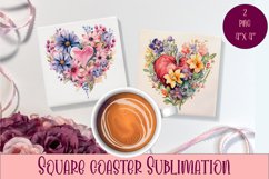 Square coasters Valentines Day|flowers heart Product Image 1