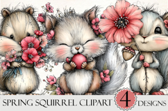 Watercolor Spring Squirrel Clipart Product Image 1
