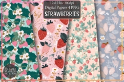 Spring Strawberries in Pastels Pattern Design, Sublimation Product Image 1